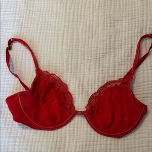 Victoria’s Secret Red Lace-Trim Underwire Bra - Women Intimates & Sleepwear